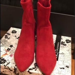 Red stiletto booties